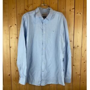 Barbour Men's Long Sleeve Tailored Fit Button-Up Dress Shirt, Blue - Size XL